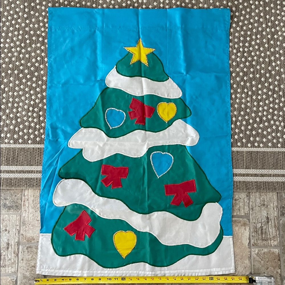 Vibrant Christmas flag Tree Wall hanging Art